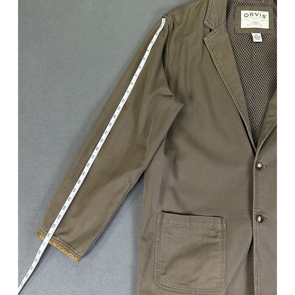 Orvis Blazer Jacket Mens 46 Tall Brown Zambezi Safari Leather Elbow Twill Travel - Picture 6 of 9